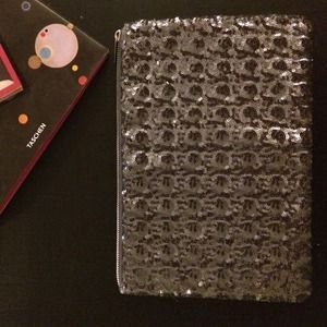 💎Gunmetal sequin clutch or tablet case