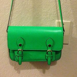 Neon Green Structured Cross-Body Bag