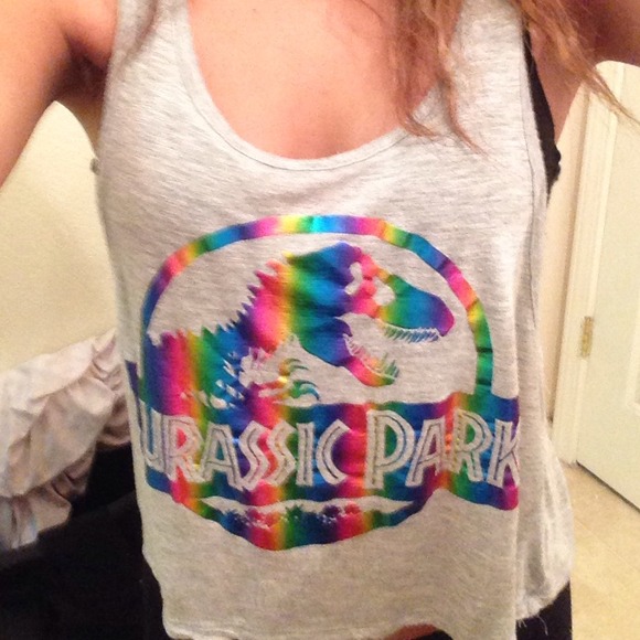Jurassic Park Colorful And Grey Tank Top