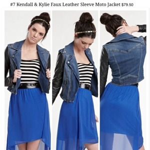 Kendall & Kylie Faux Leather Sleeved Moto Jacket