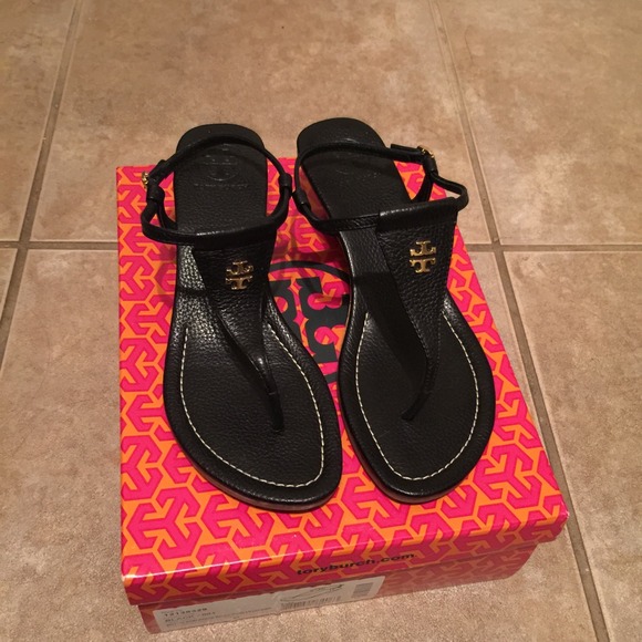 Tory Burch Shoes - Tory Burch Wedged Sandal Black Leather