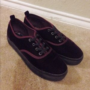 Velvet Burgundy Creepers/Platform Sneakers