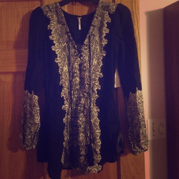 Free people wildest moment printed tunic black - Picture 1 of 4