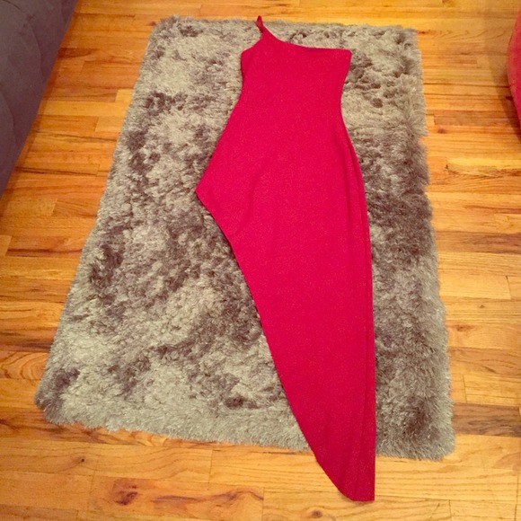 Bright red one shoulder dress