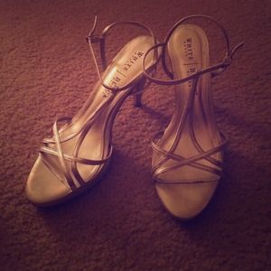 White House black market silver strappy heels