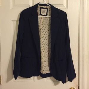 Baby blue floral contrast blazer