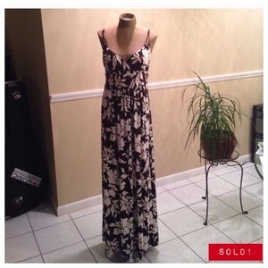 Hawaiian/Floral Maxi dress, with beaded straps