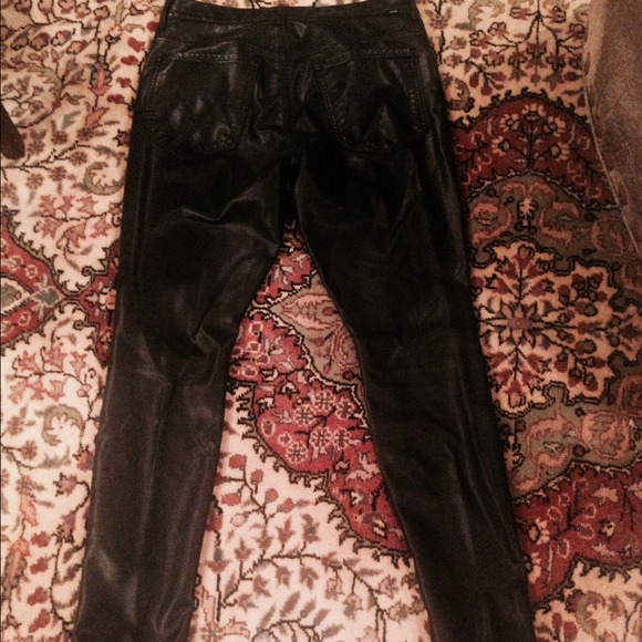 Faux leather black pants, size 6, front zip