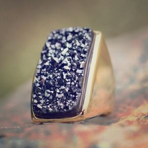 Gorg Gold Overlay 'Night Goddess' Drusy Agate Ring