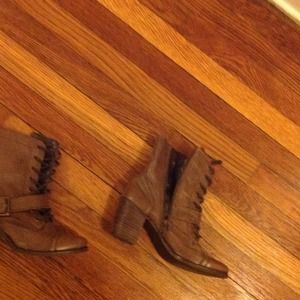 Dark mustard boots, wooden heel