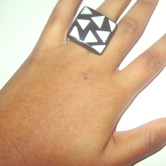 Black and white ring
