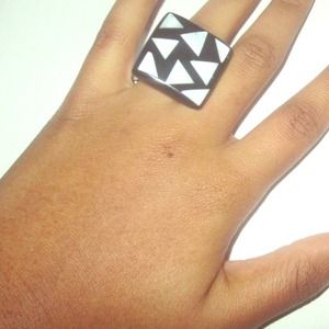 Black and white ring