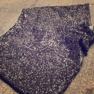 High waisted Sparkly silver shorts