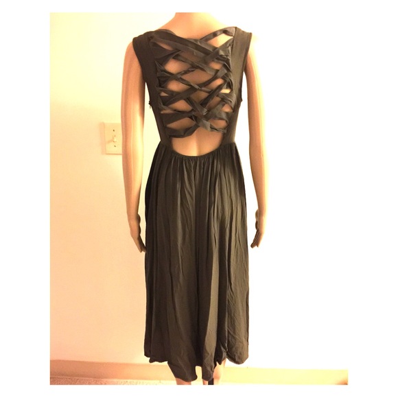 NWOT Army Green Maxi Dress with Back Detail