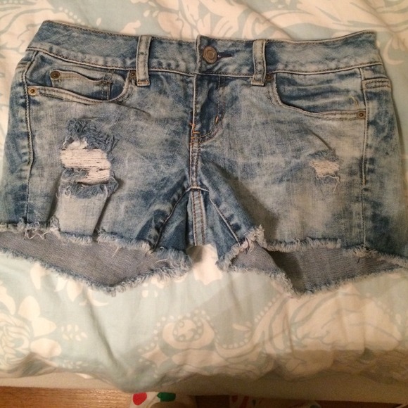 Acid wash shorts.