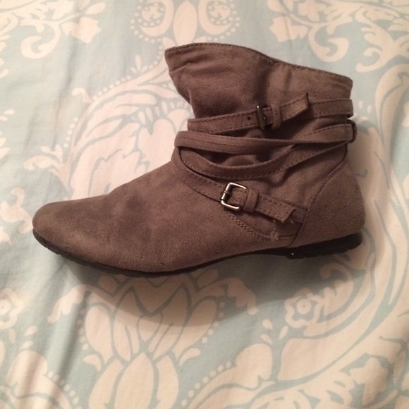 Gray suede ankle boot