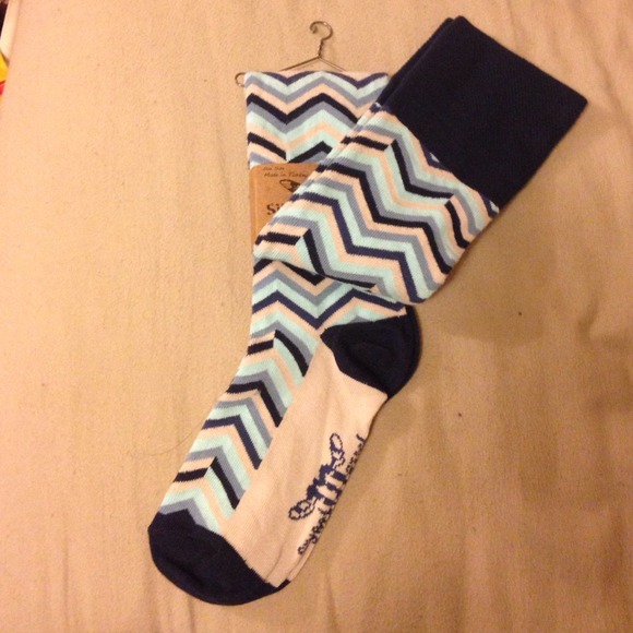 New over the knee blue patterned socks