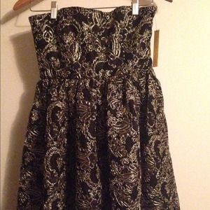 Alice & Olivia black and gold lace strapless dress