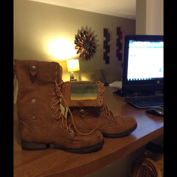 Brown combat type boots