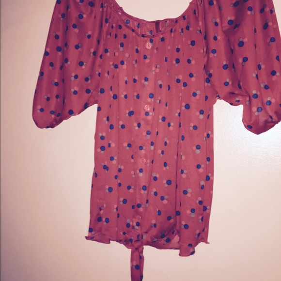 Gorgeous Sheer Orange-Red Textured Peasant Top - Picture 2 of 4