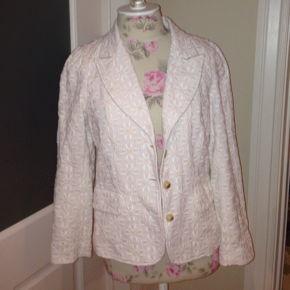 White Floral Blazer