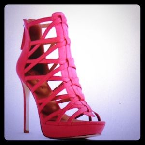 Hot pink suede heels