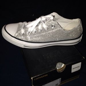 Silver sequin converse