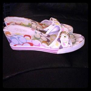 Authentic Coach wedge multicolor sandals