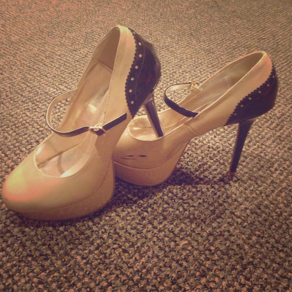 Black and Nude Platform Pumps