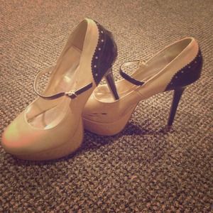 Black and Nude Platform Pumps