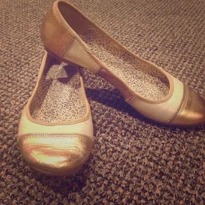 White and Gold Sparkly Flats