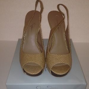 Jessica Simpson Stucco Patent Snake Strap Heels