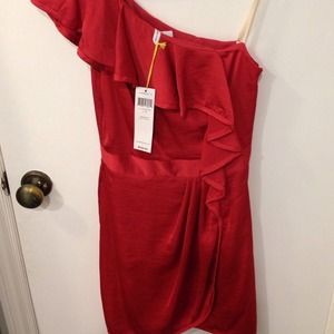 BCBG one-shoulder blood orange dress BRAND NEW
