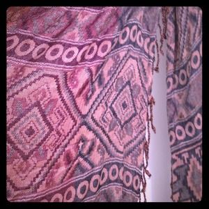 Free People Pink and Rust colored Aztec Scarf