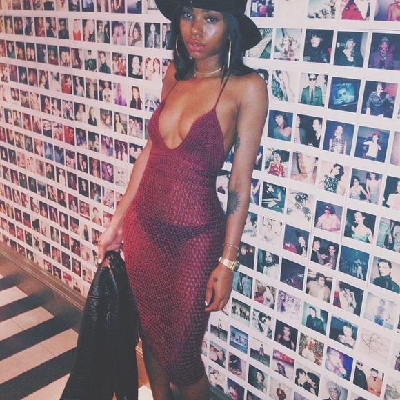 Crochet dress - wine - size small