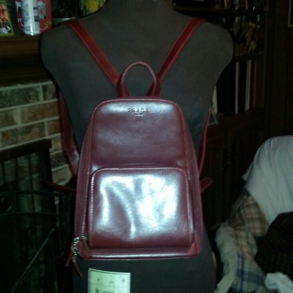 Prada deep red backpack small