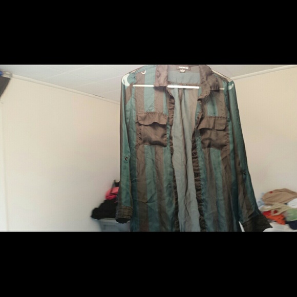 Shimmering Sheer Button Up - Needs Work - Picture 2 of 4