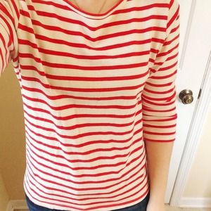 FINAL SALE: Stylemint Red Striped Boat Neck Top