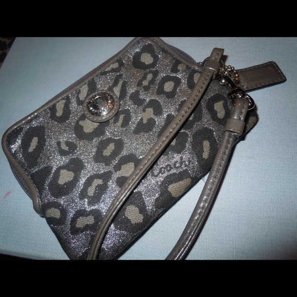 Coach silver ocelot wristlet