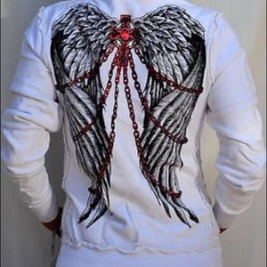 Affliction Sinful Angel Wings Hoodie (White)