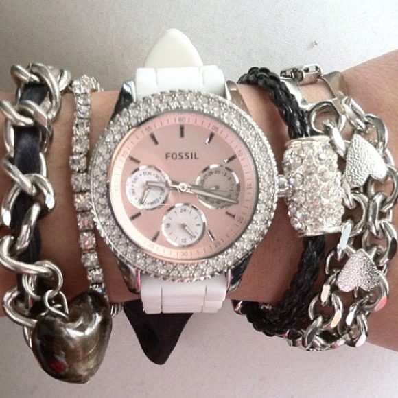 SOLD FOSSIL White Rubber Strap Watch