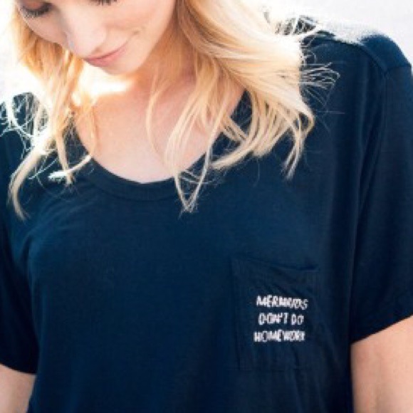 Brandy Melville Tops - Brandy Melville Mermaid Pocket Tee SOLD