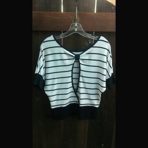 💋SOLD💋 Cream and Black Striped Knit Top