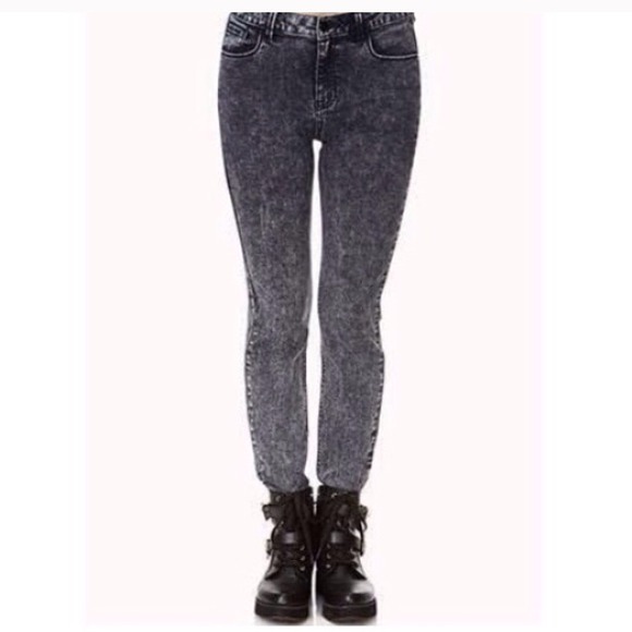 🌚high waisted acid wash jeans