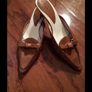 Nine West tan leather mules