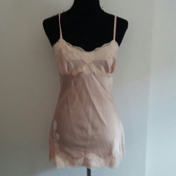 Vintage blush silk and lace slip