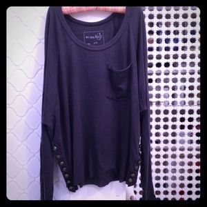 Free People Grey Wide Arm Shirt with Metal details