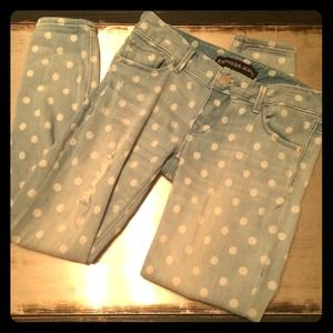 Express Polka Dotted Light Wash Ankle Jean