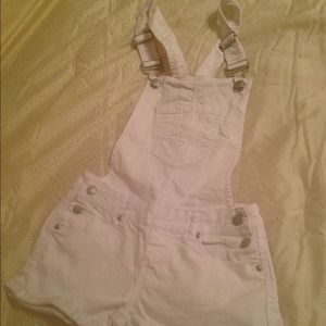 White Jean Shorts Overalls