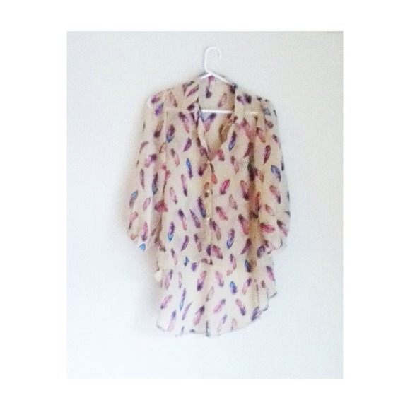Hi low feather blouse
